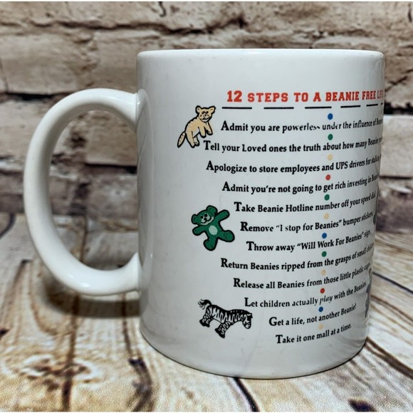 VTG Beanie Babies Coffee Mug Beanie Ford Clinic / 12 Steps to a Beanie Free Life - Picture 4 of 7